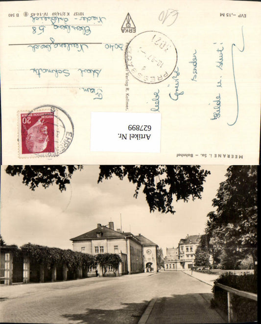 627899,Foto Ak Meerane i. Sachsen Bahnhof