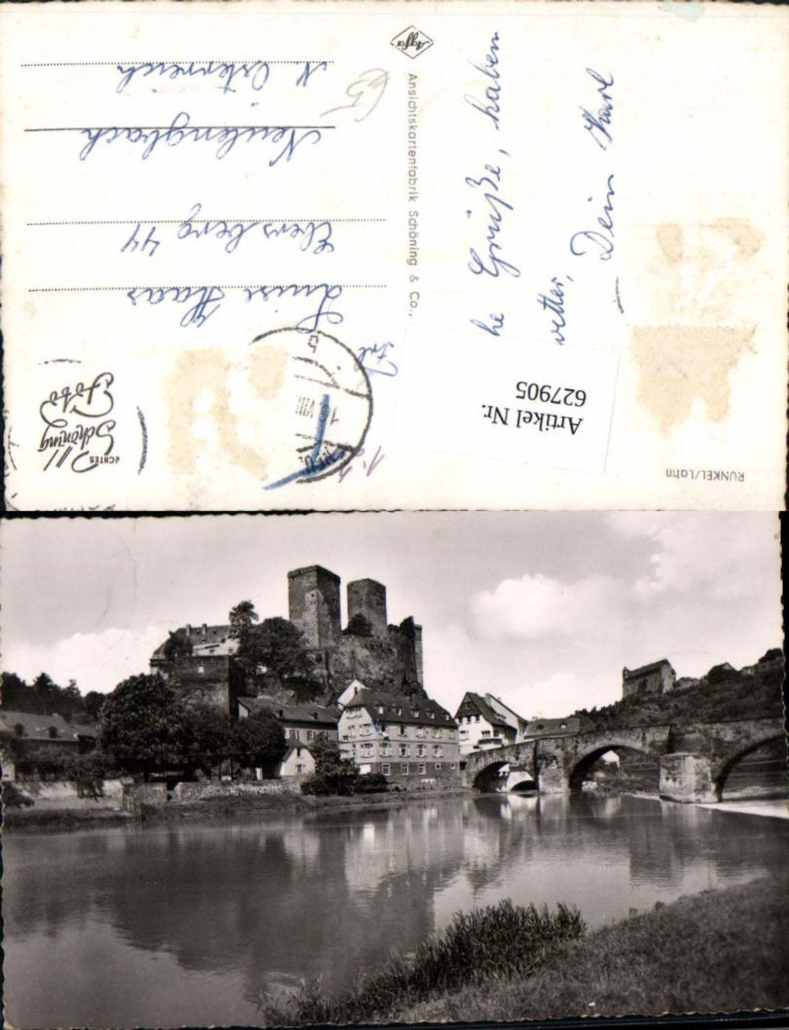 627905,Foto Ak Runkel Lahn Ansicht m. Brücke