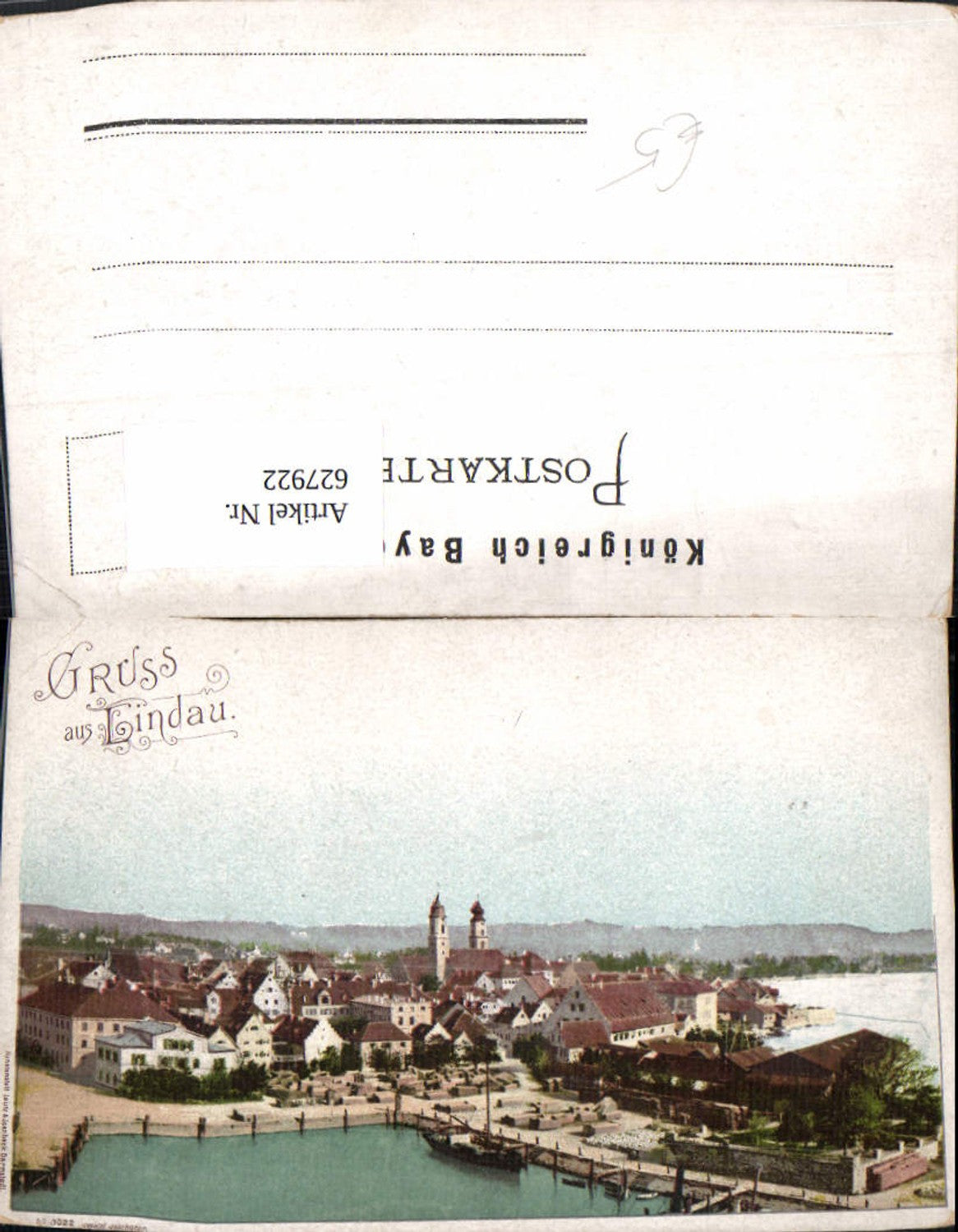 627922,Litho Lindau Bodensee Segelschiff Schiff