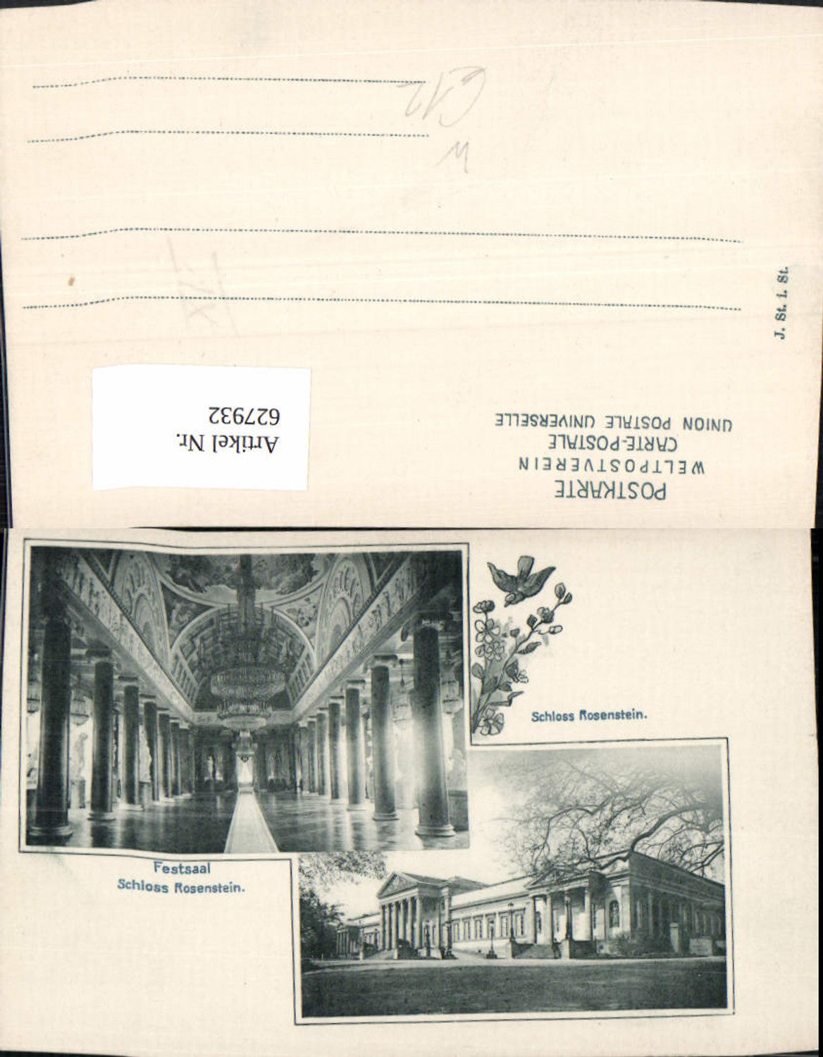 627932,Mehrbild Ak Stuttgart Schloss Rosenstein Festsaal u. Ansicht