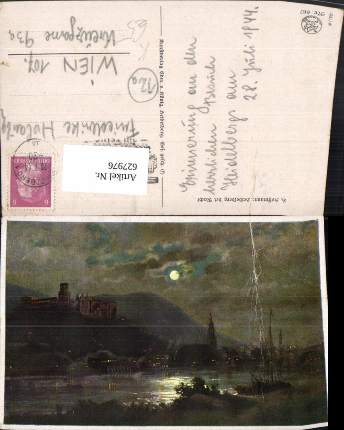 627976,Künstler Ak H. Hoffmann Heidelberg b. Nacht