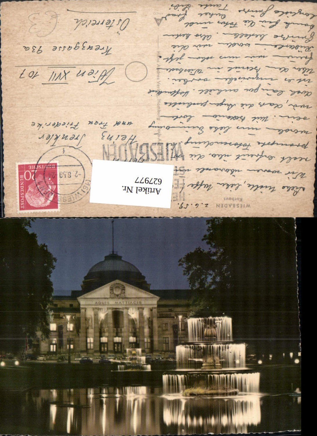 627977,Wiesbaden Kurhaus b. Nacht Brunnen