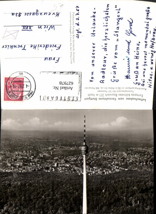 627978, Aerial view of the Stuttgart TV tower
