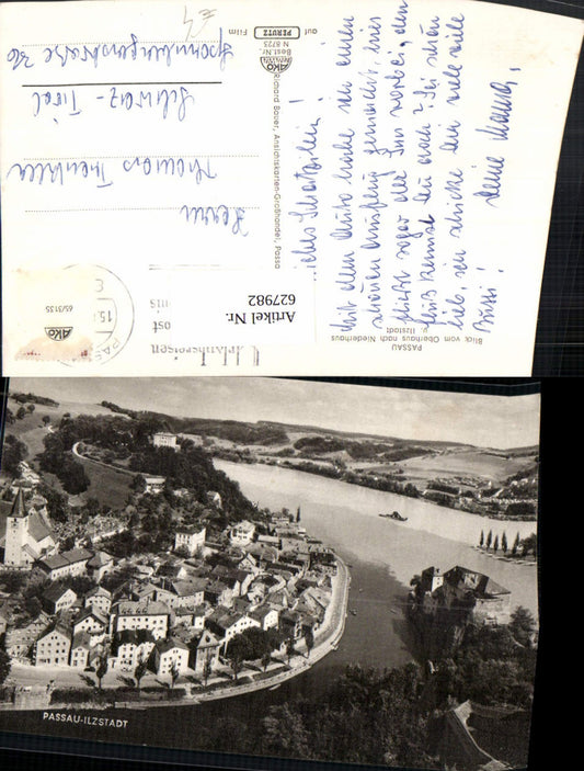 627982,Foto Ak Passau Blick v. Oberhaus nach Niederhaus u. Ilzstadt