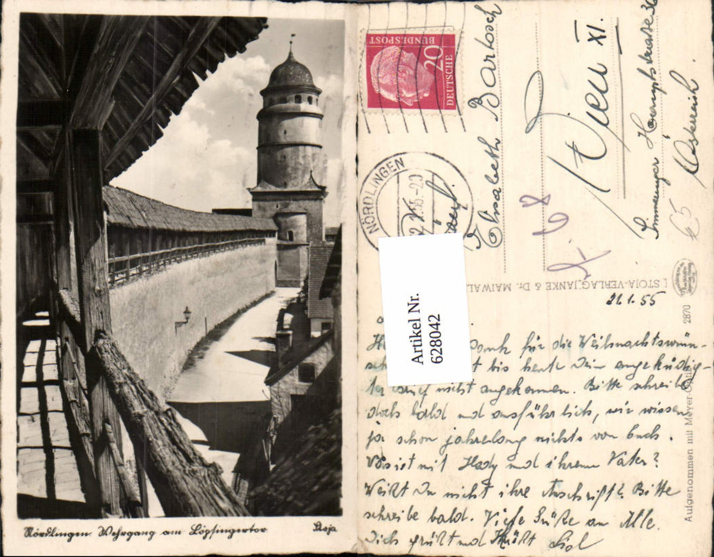 628042,Foto Ak Nördlingen Löpsinger Tor Stadtmauer
