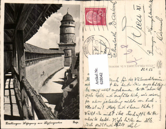 628042,Foto Ak Nördlingen Löpsinger Tor Stadtmauer