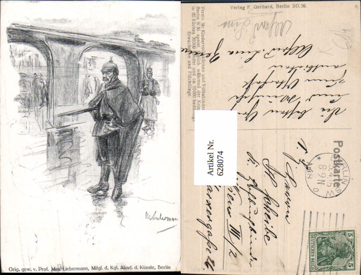 628074,Künstler Ak Prof. Max Liebermann Soldaten Pickelhaube