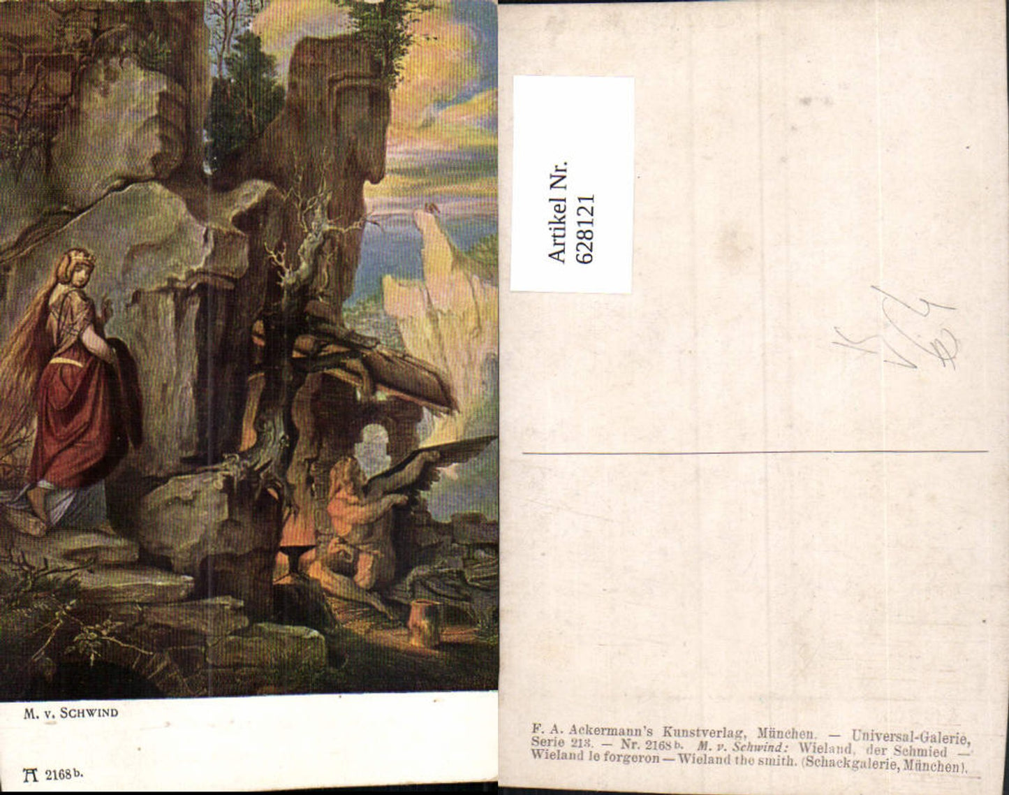 628121,Künstler Ak M. v. Schwind Wieland der Schmied pub F. A. Ackermann 213/2168b