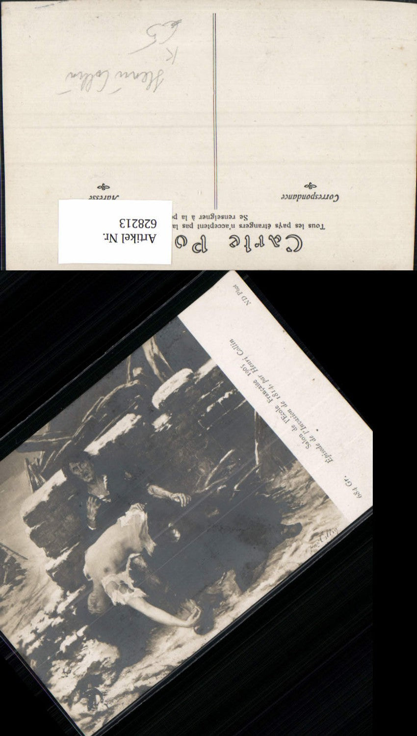 628213,Künstler Ak Henri Collin Episode de l Invasion de 1814 Tod Frau