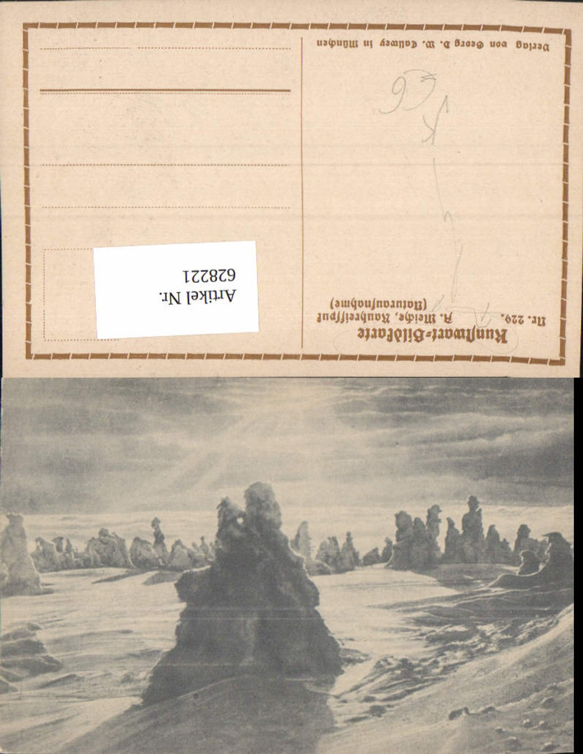 628221,Künstler Ak A. Meiche Rauhreifspuk Winterlandschaft pub Kunstwart Bildkarte 229