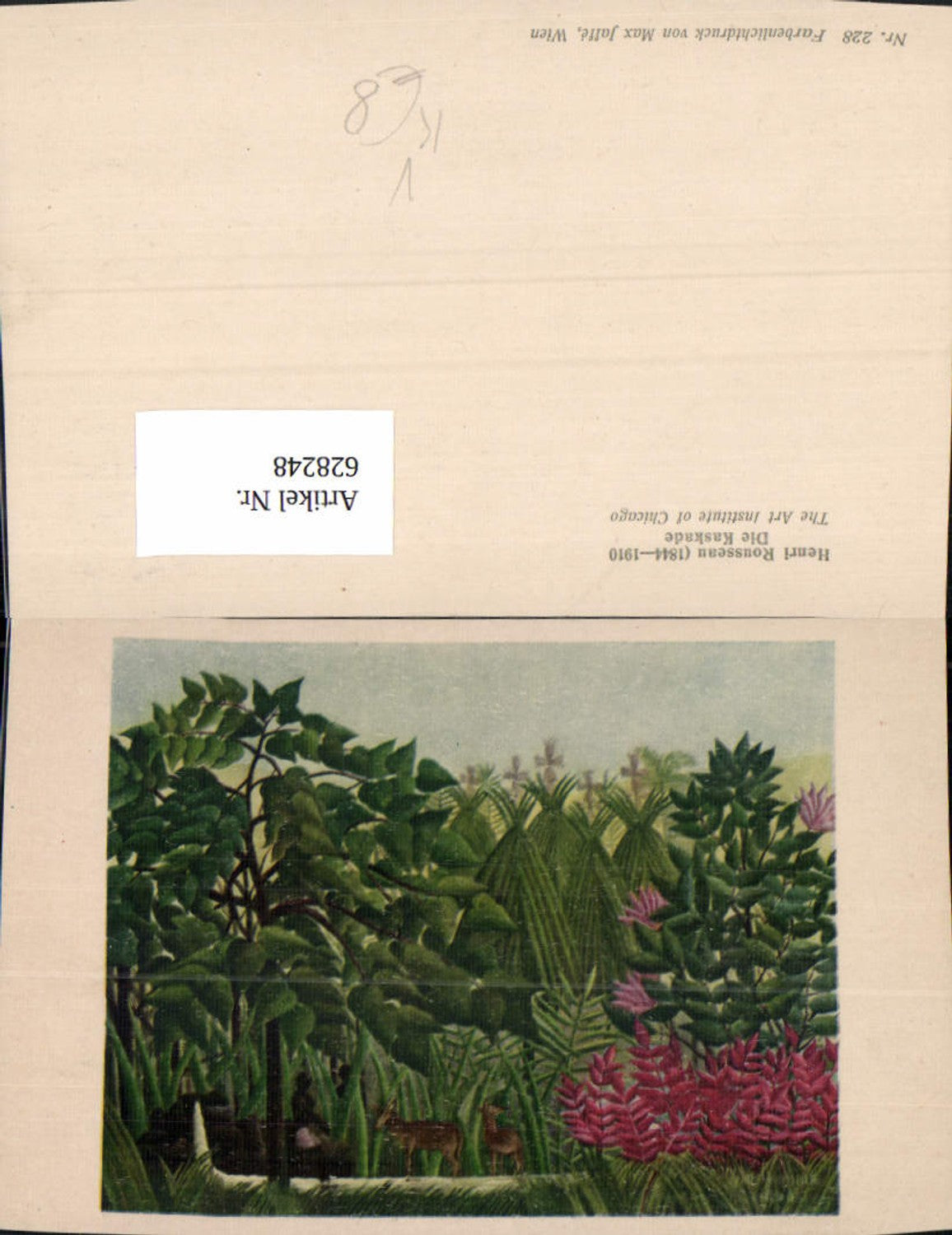 628248,Künstler Ak Henri Rousseau Die Kaskade Tiere Baum Landschaft pub Max Jaffe 228