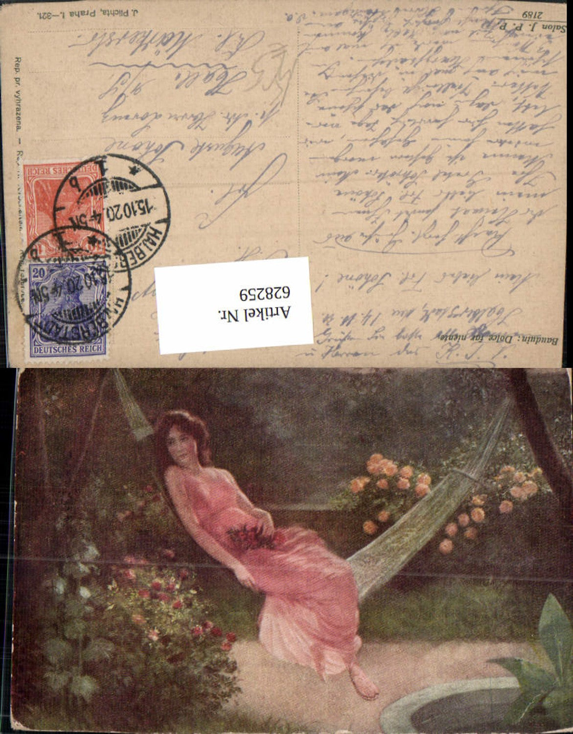 628259,Künstler Ak Bauduin Dolce far niente Frau in Hängematte