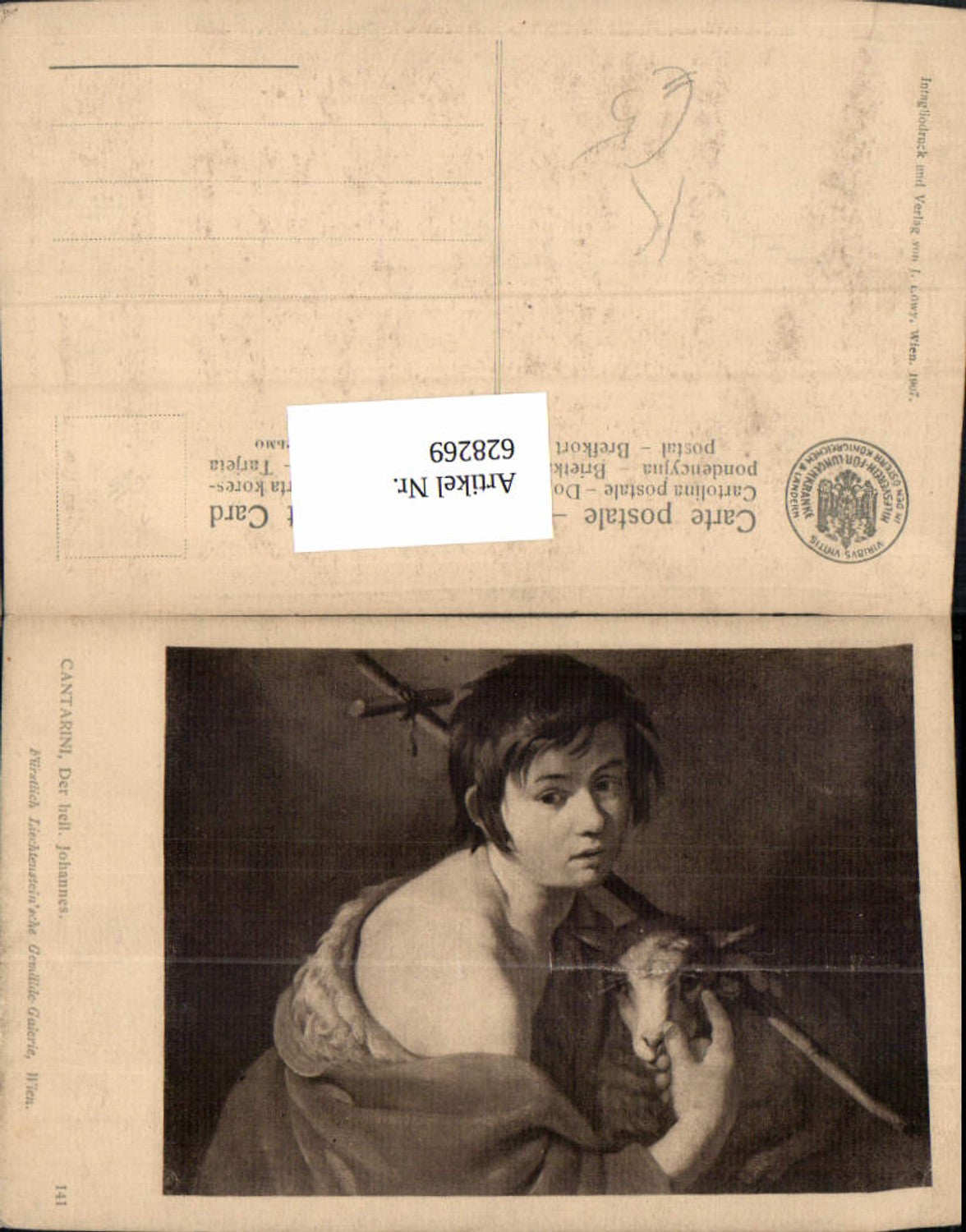 628269,Künstler Ak Cantarini Der heil. Johannes Lamm Kreuz