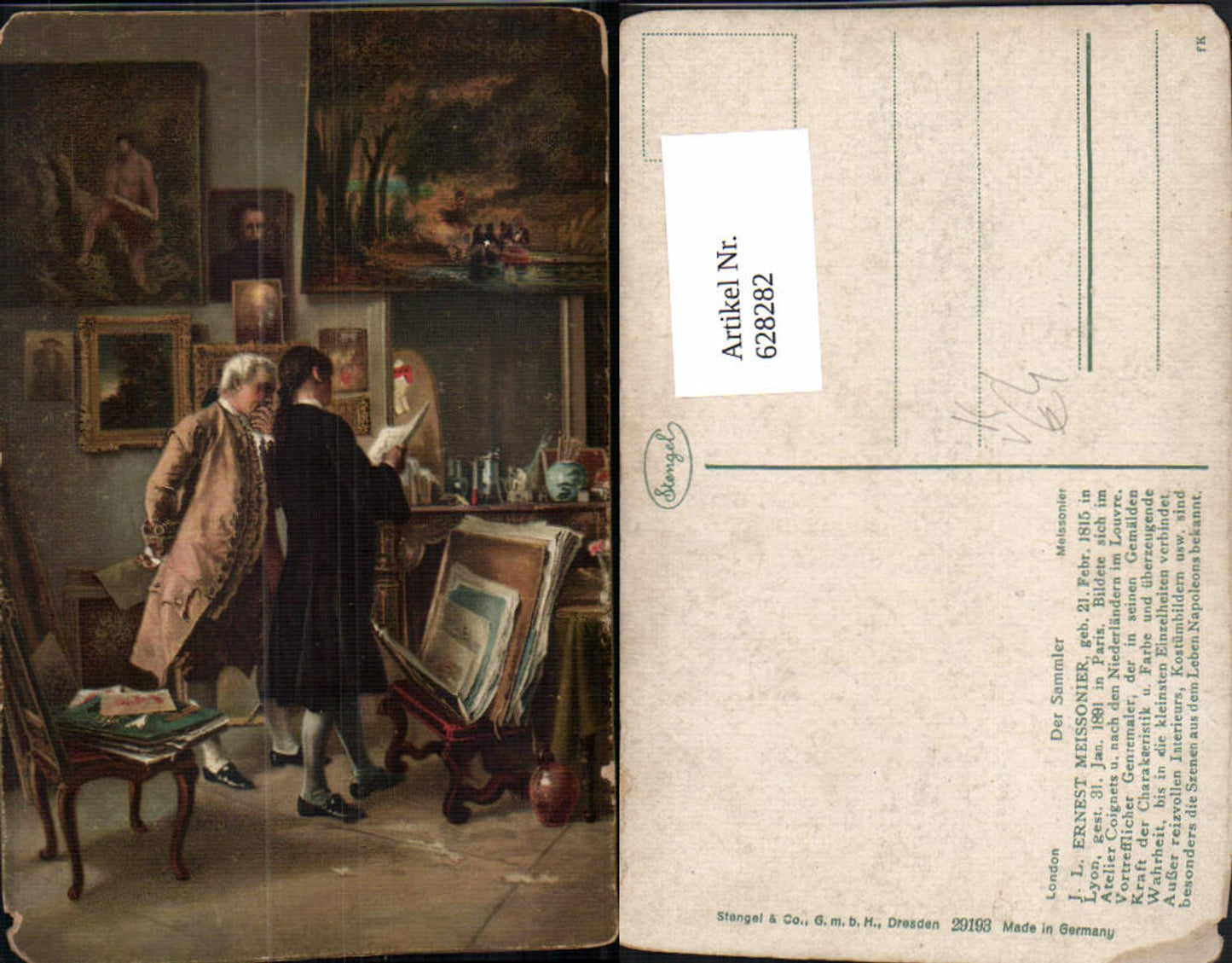 628282,Künstler Ak J. L. Ernest Meissonier Der Sammler Gemälde Bilder Malerei pub Stengel Co 29193