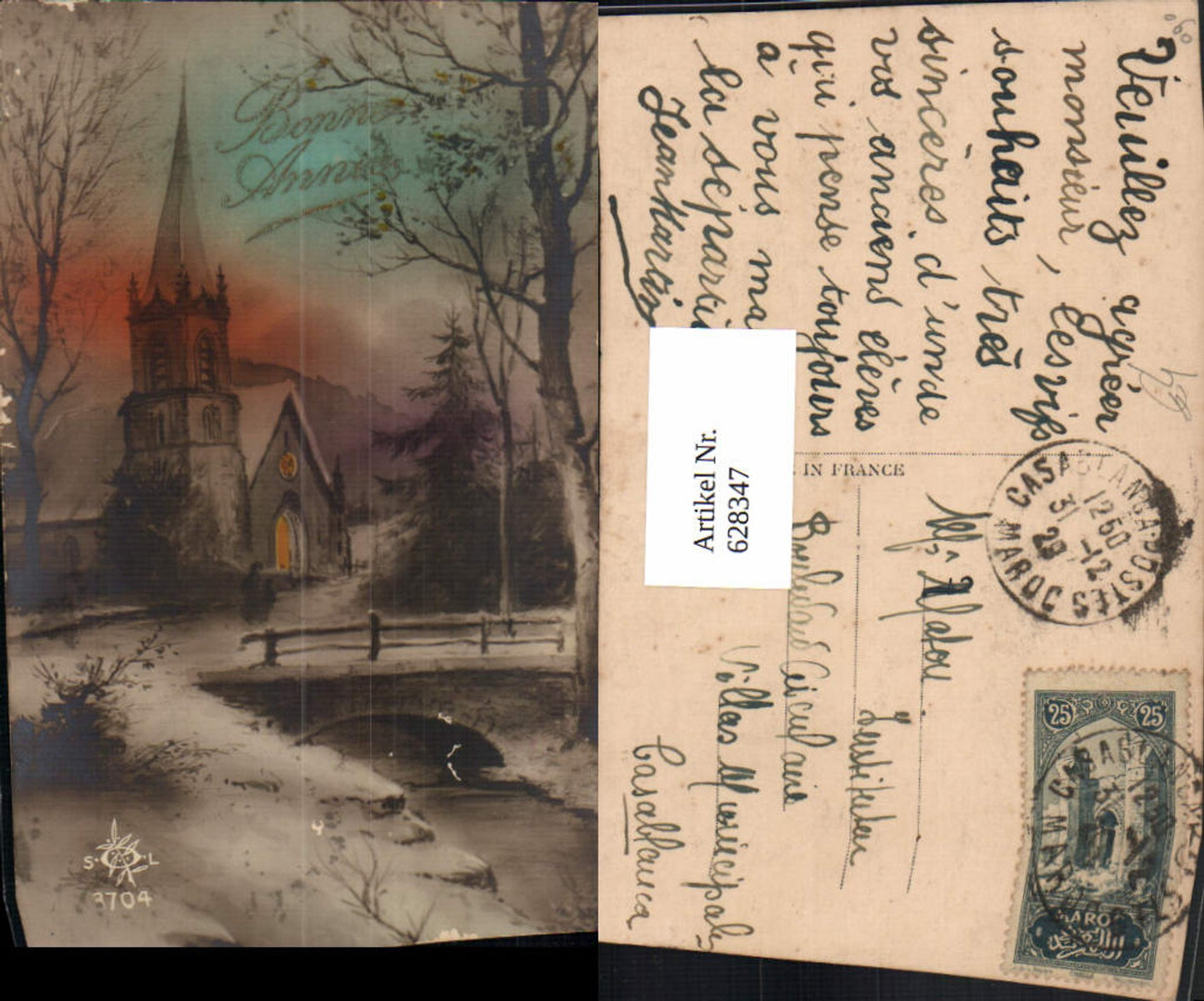 628347,Neujahr Bonne Annee Kirche Winterdorf