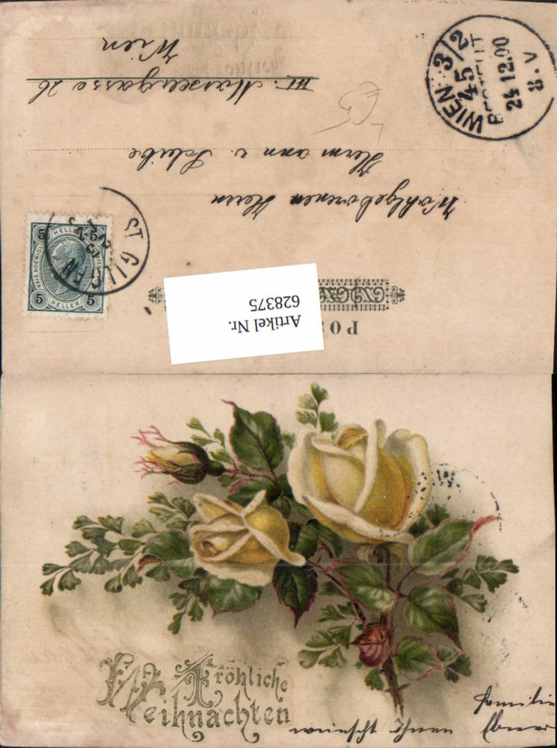 628375,Litho Weihnachten Gelbe Rosen Blumen