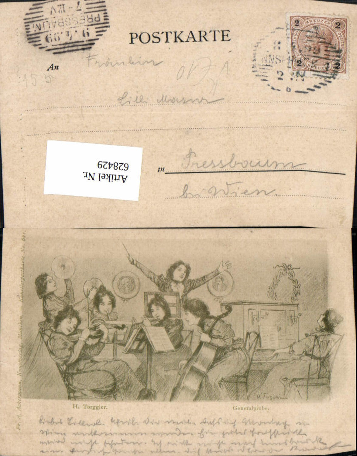 628429,Künstler Ak H. Torggler Generalprobe Musik Frauen musizieren pub F. A. Ackermann 621