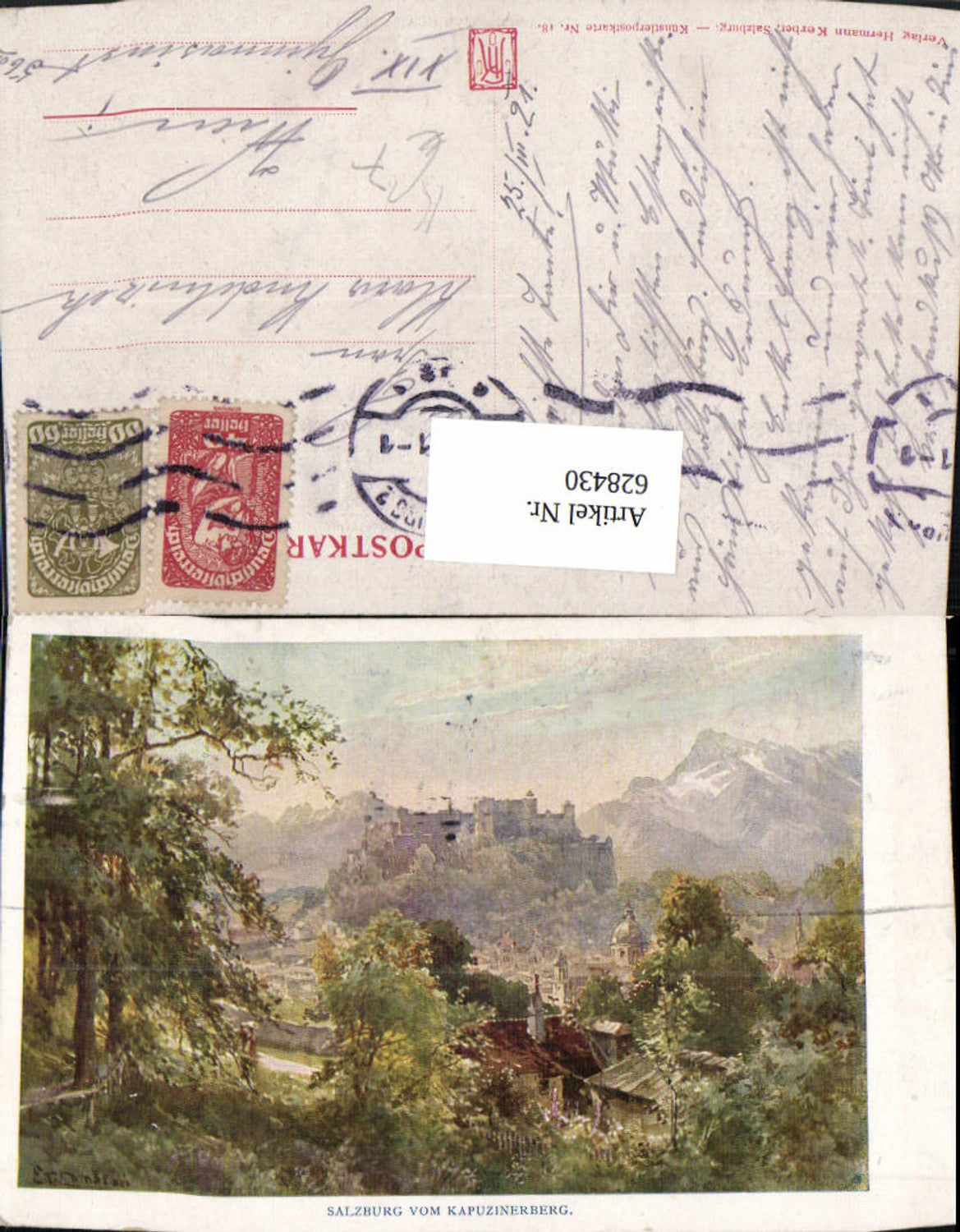 628430,Künstler Ak E. T. Compton Salzburg v. Kapuzinerberg