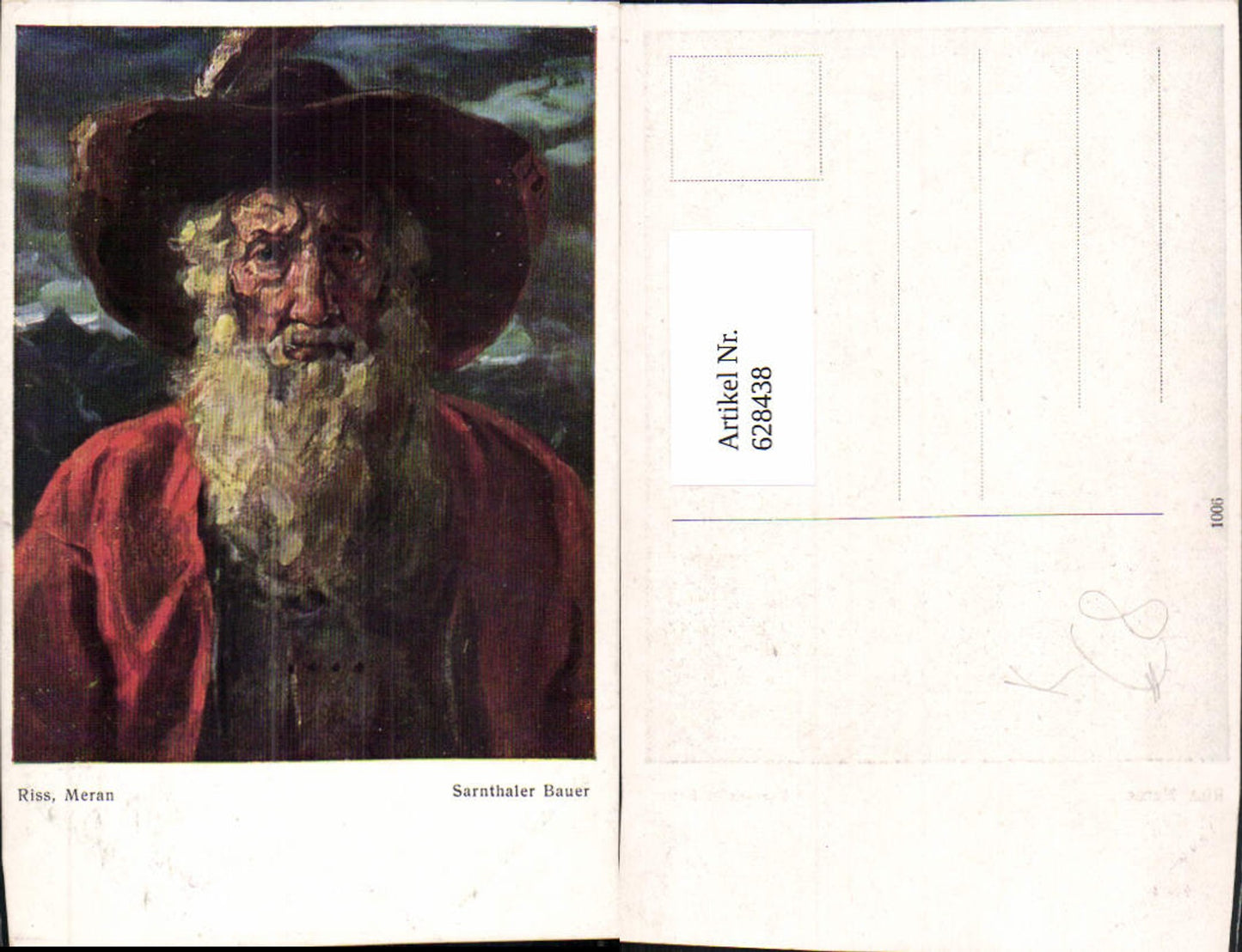 628438,Künstler Ak Riss Meran Sarnthaler Bauer Mann Portrait