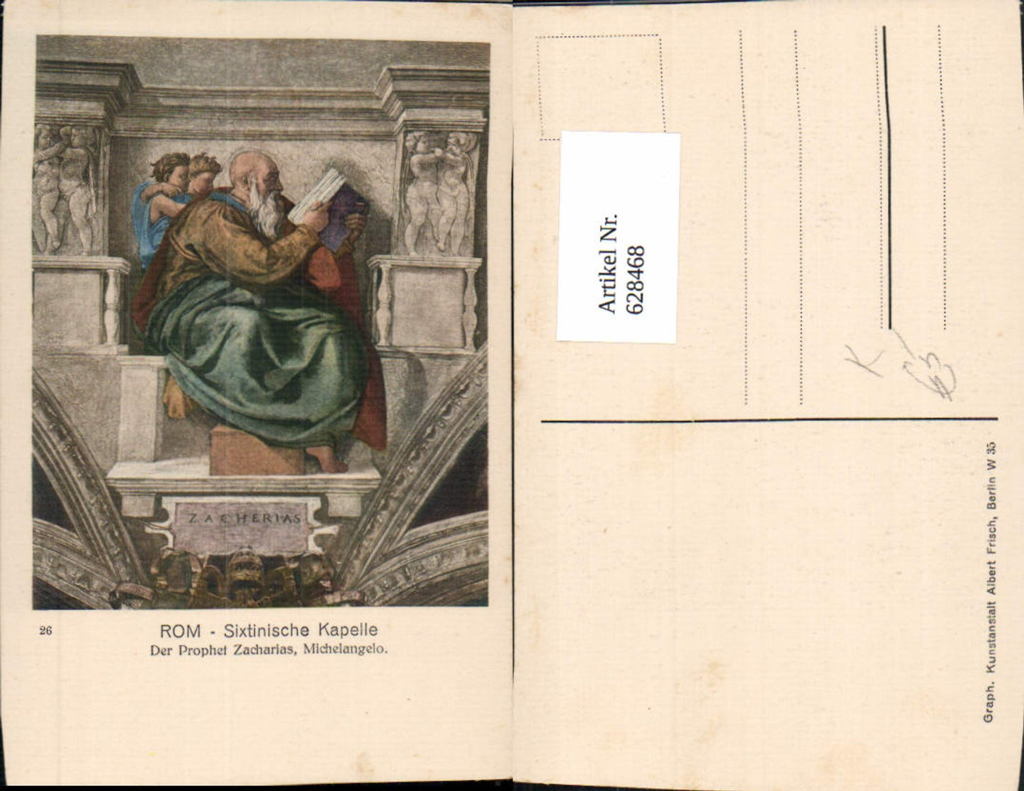 628468,Künstler Ak Michelangelo Der Prophet Zacharias Sixtinische Kapelle Roma Rom