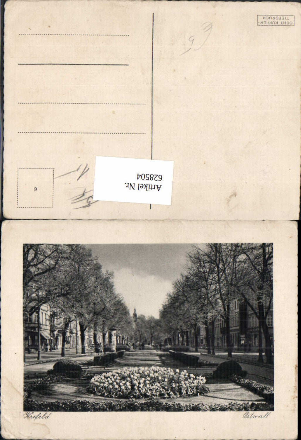 628504,Krefeld Ostwall Park Straßenpartie Litfaßsäule