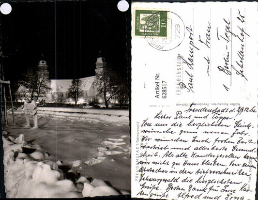 628517, Photo: Freudenstadt, Black Forest, town church, winter view at night