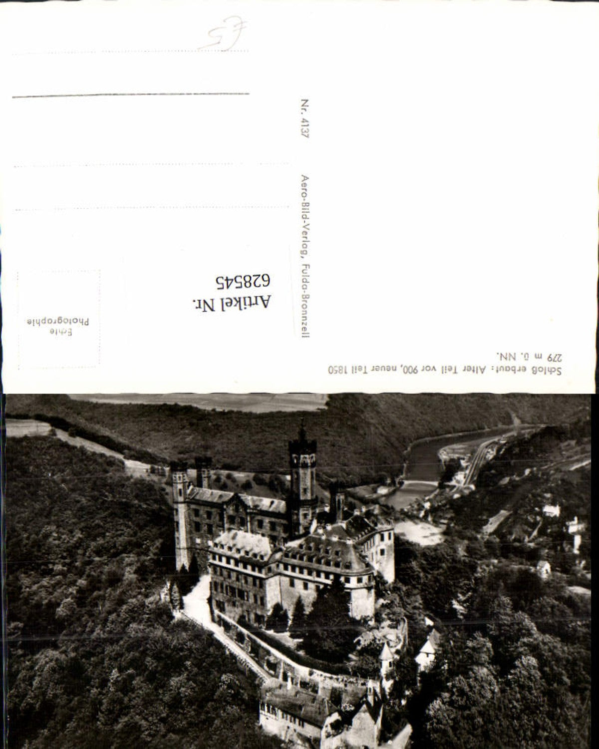 628545,Fliegeraufnahme Schloss Schaumburg m. Blick auf Balduinstein a. d. Lahn