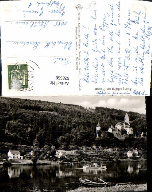 628550,Foto Ak Zwingenberg a. Neckar Ansicht m. Schiff Dampfer Ruderboot