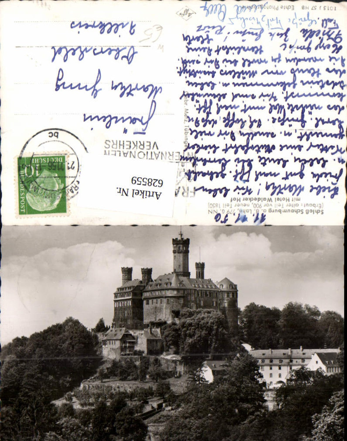 628559,Foto Ak Schloss Schaumburg a. d. Lahn m. Hotel Waldecker Hof Balduinstein