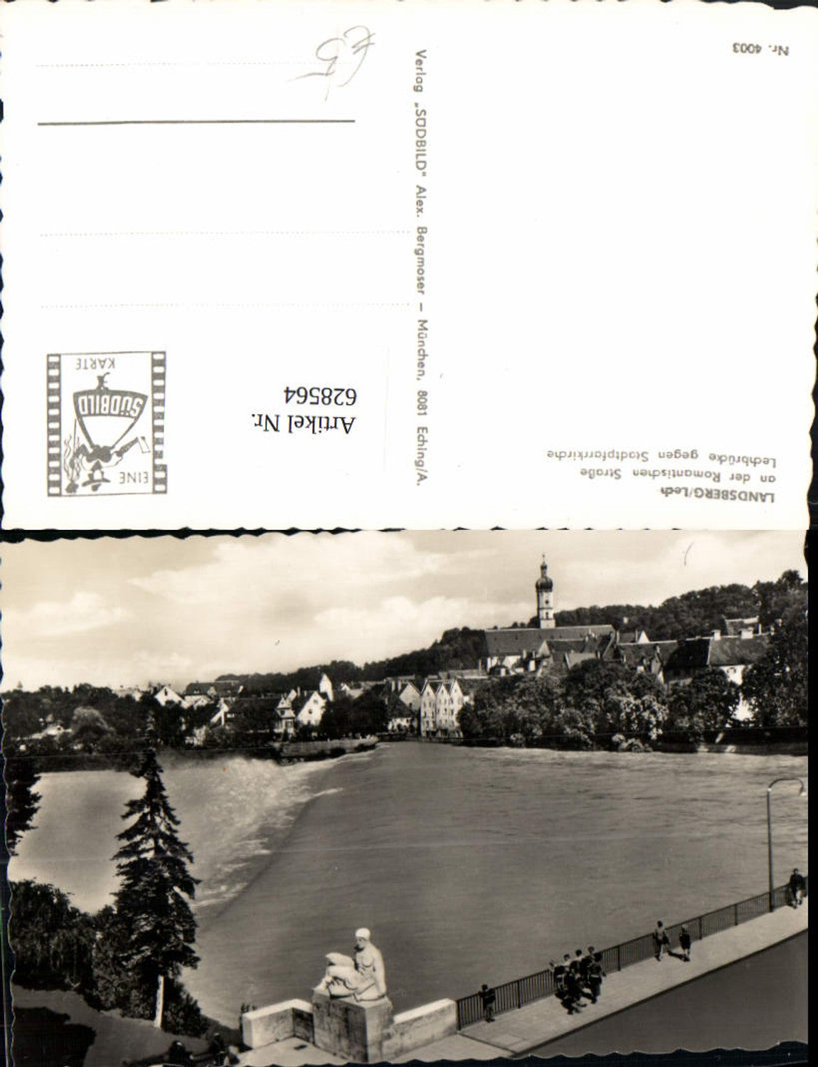 628564,Foto Ak Landsberg Lech Lechbrücke geg. Stadtpfarrkirche Kirche