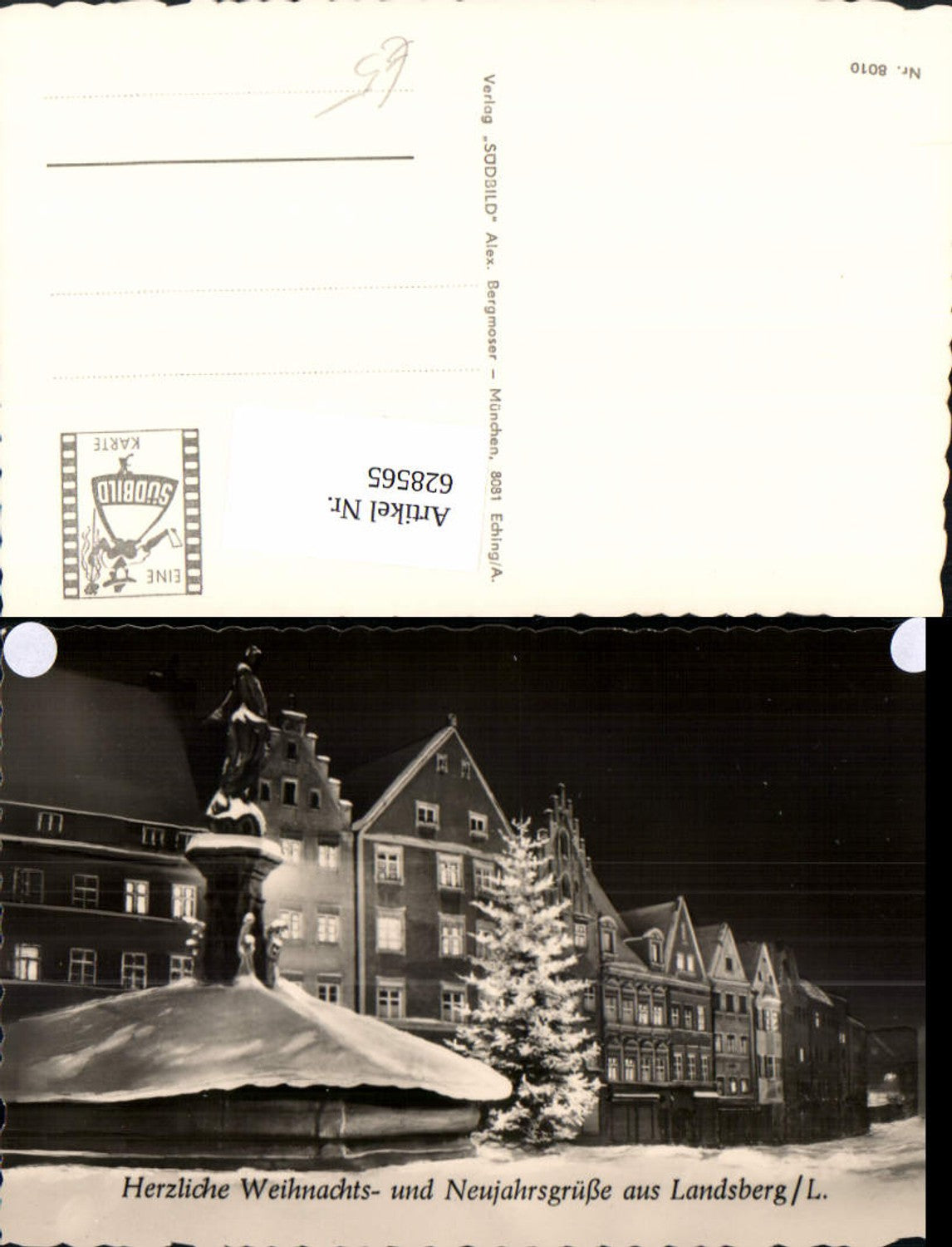 628565,Landsberg Lech Brunnen Stadtplatz Winteransicht b. Nacht