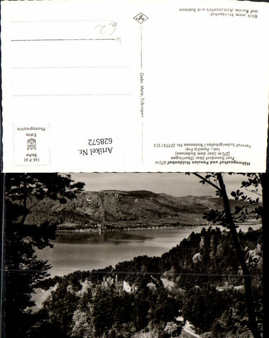 628572, Photo Ak Überlingen Gasthof Pension Haldenhof View of the Althohenfels ruins and Bodman
