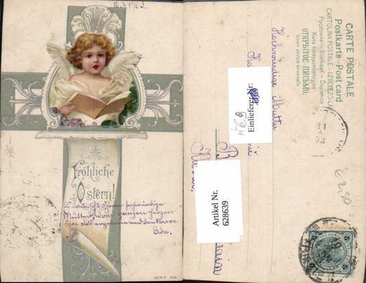 628639, Lithograph Easter Angel Reading Paper Roll