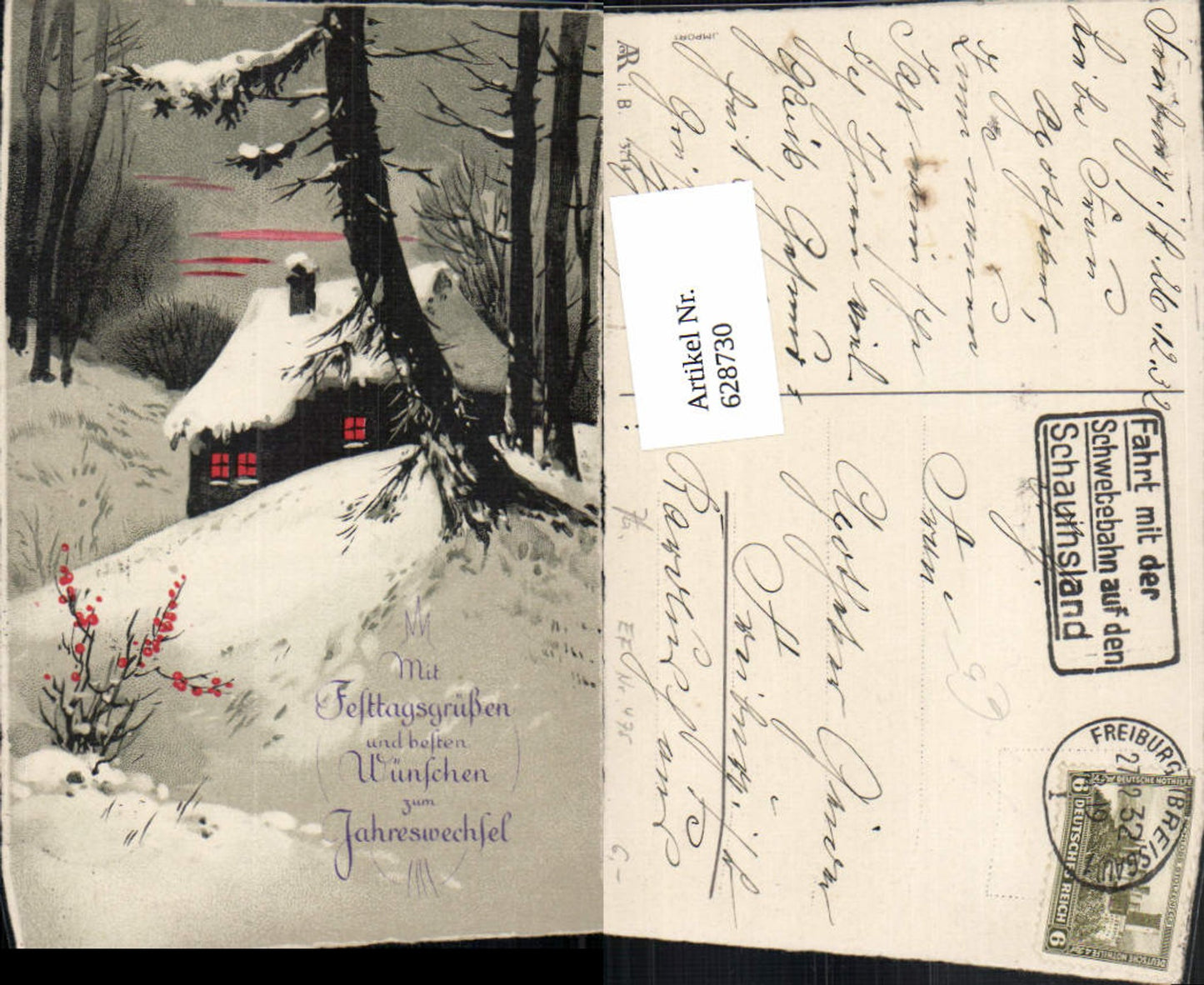 628730,Neujahr Haus Winterwald Roter Beerenstrauch