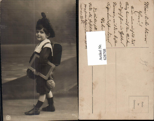 628768, Photo Ak Bub Boy Sailor suit Writing tablet First day of school Schoolbag