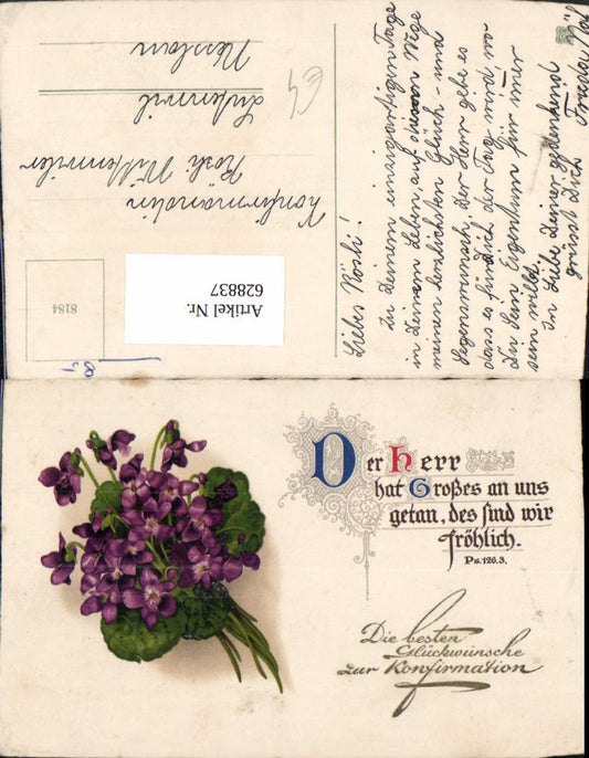 628837,Spruch Konfirmation Der Herr hat Großes an uns getan Veilchen