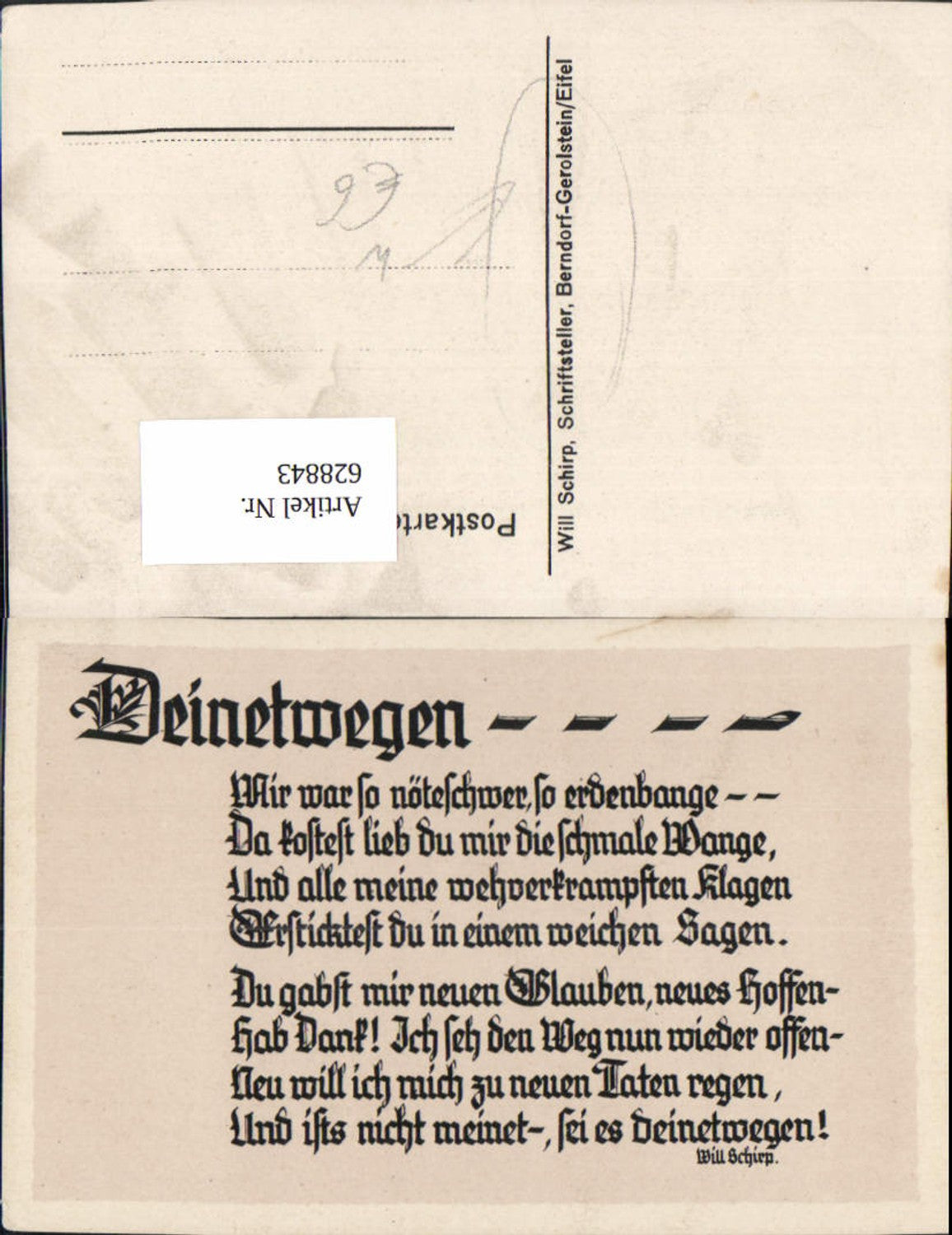 628843,Spruch Deinetwegen Will Schirp pub Will Schirp Berndorf-Gerolstein Eifel