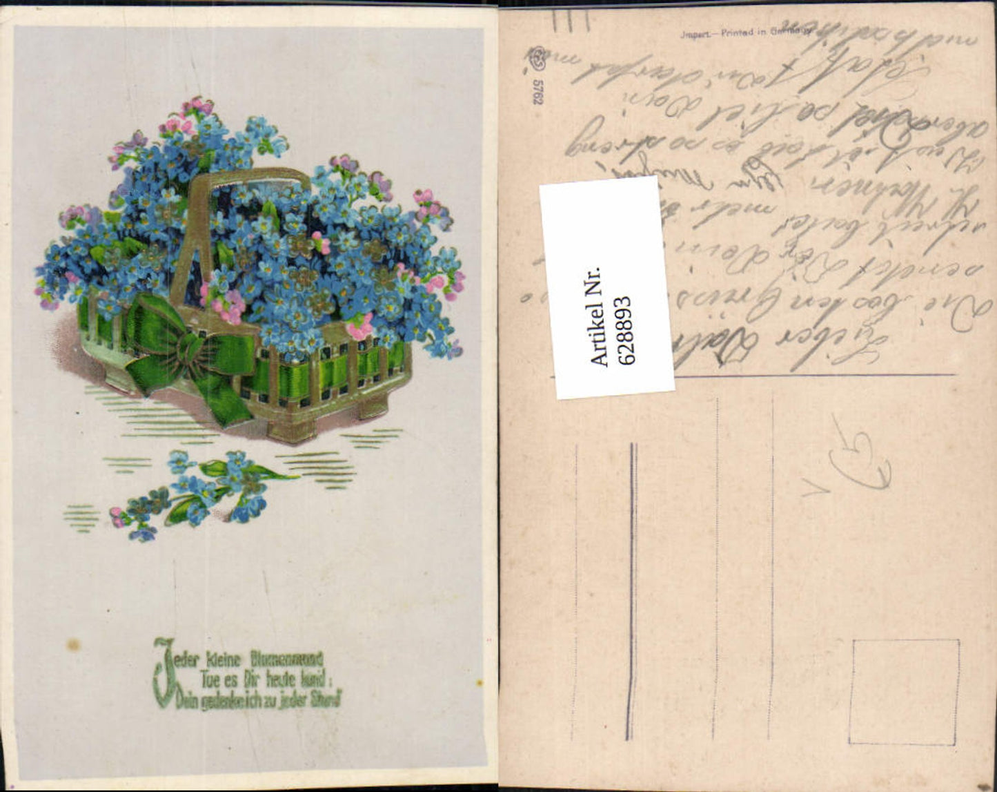 628893, Basket of flowers, forget-me-not saying, pub EAS 5762