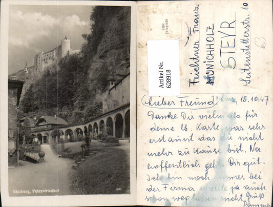 628918, Photo Ak Salzburg Petersfriedhof Festung Hohensalzburg Cemetery