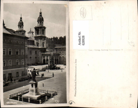 628928, Photo Ak Salzburg Mozart Monument Residence Fountain and Cathedral