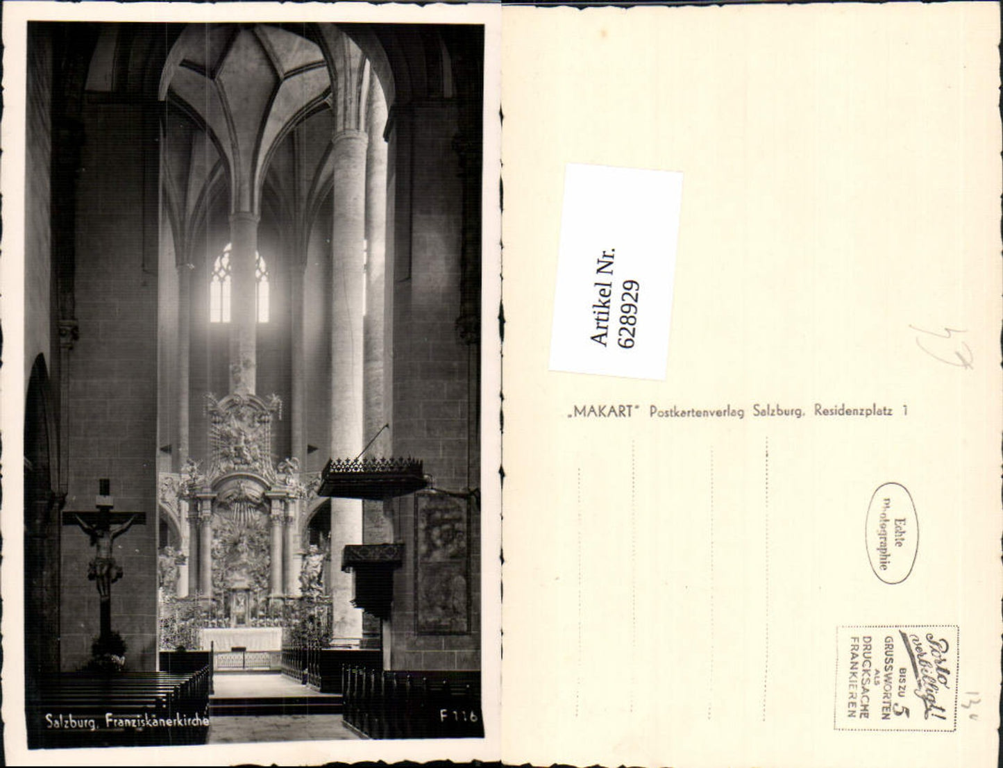 628929, Photo Ak Salzburg Franciscan Church Interior view