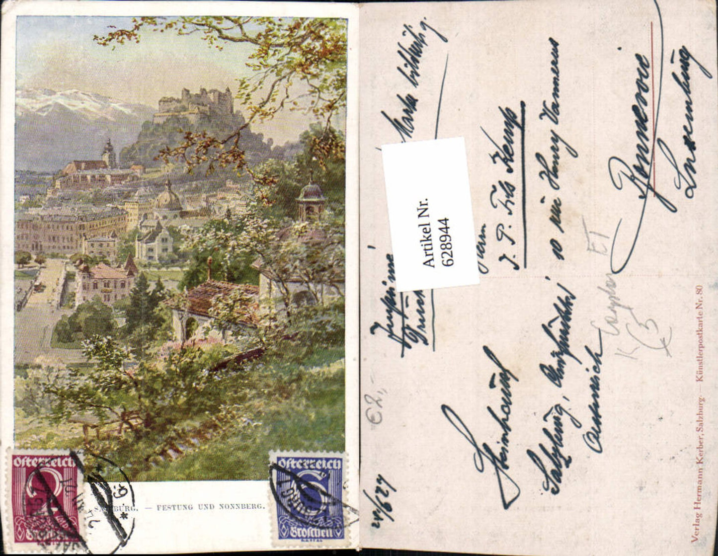 628944, Artist Ak ET Compton Salzburg Hohensalzburg Fortress and Nonnberg
