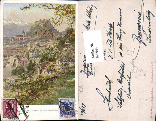 628944, Artist Ak ET Compton Salzburg Hohensalzburg Fortress and Nonnberg
