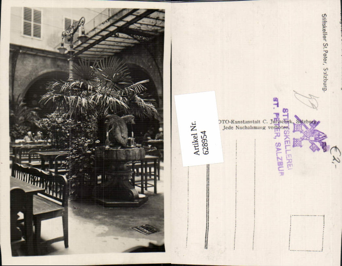 628954, Photo Ak Salzburg Stiftskeller St Peter view fountain palms