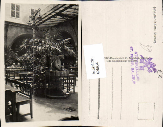 628954, Photo Ak Salzburg Stiftskeller St Peter view fountain palms