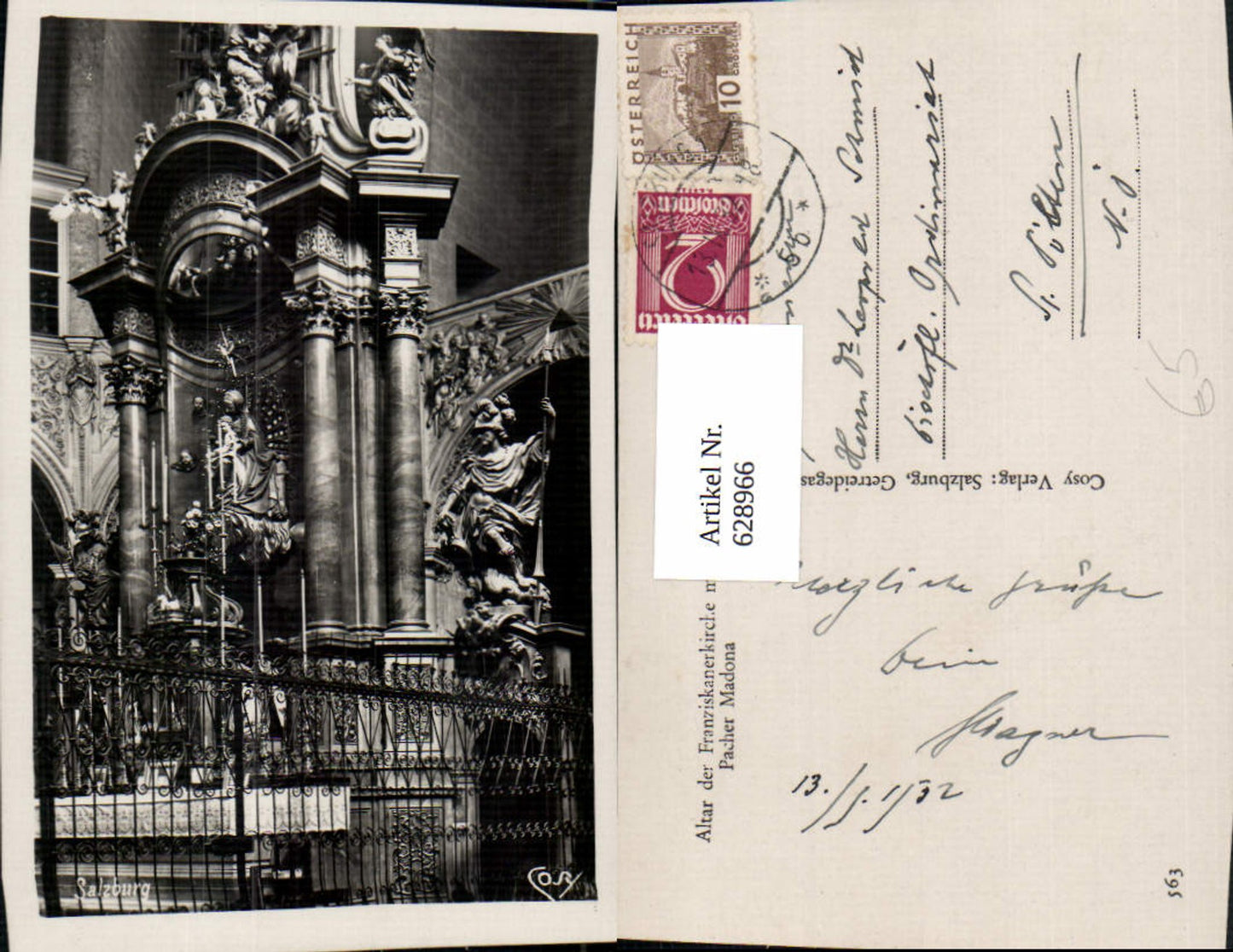 628966, Photo Ak Salzburg Franciscan Church Pacher Madonna Altar Detail view