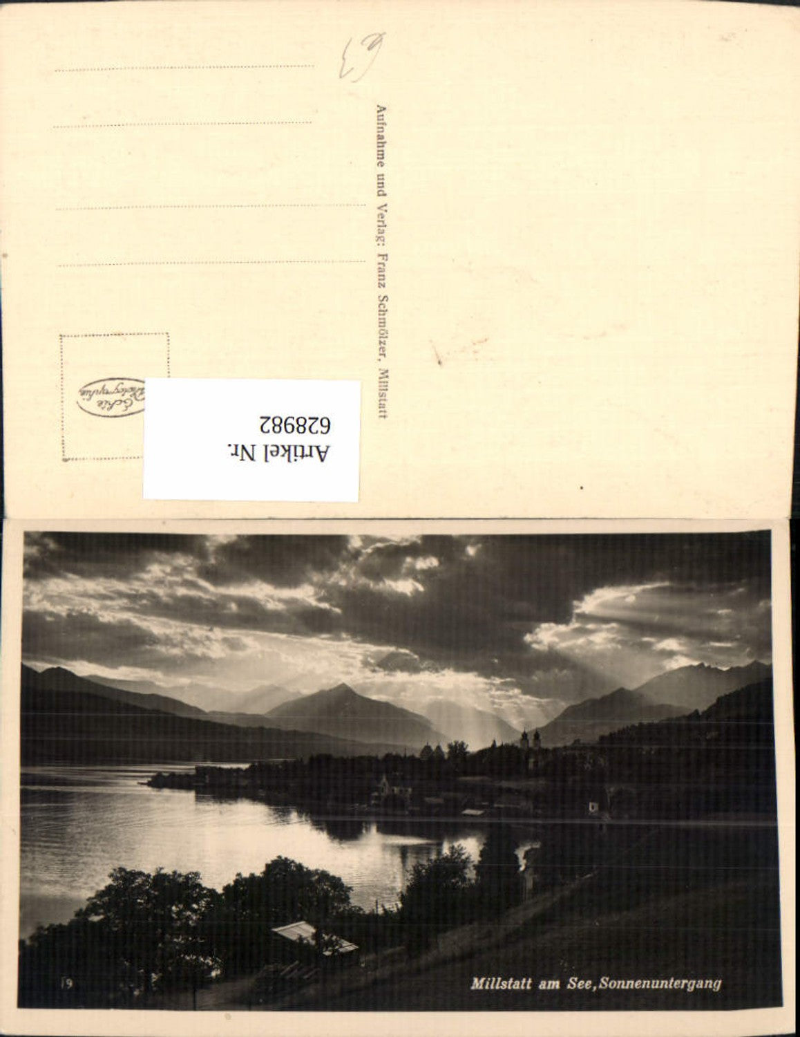 628982,Foto Ak Millstatt am See Sonnenuntergang