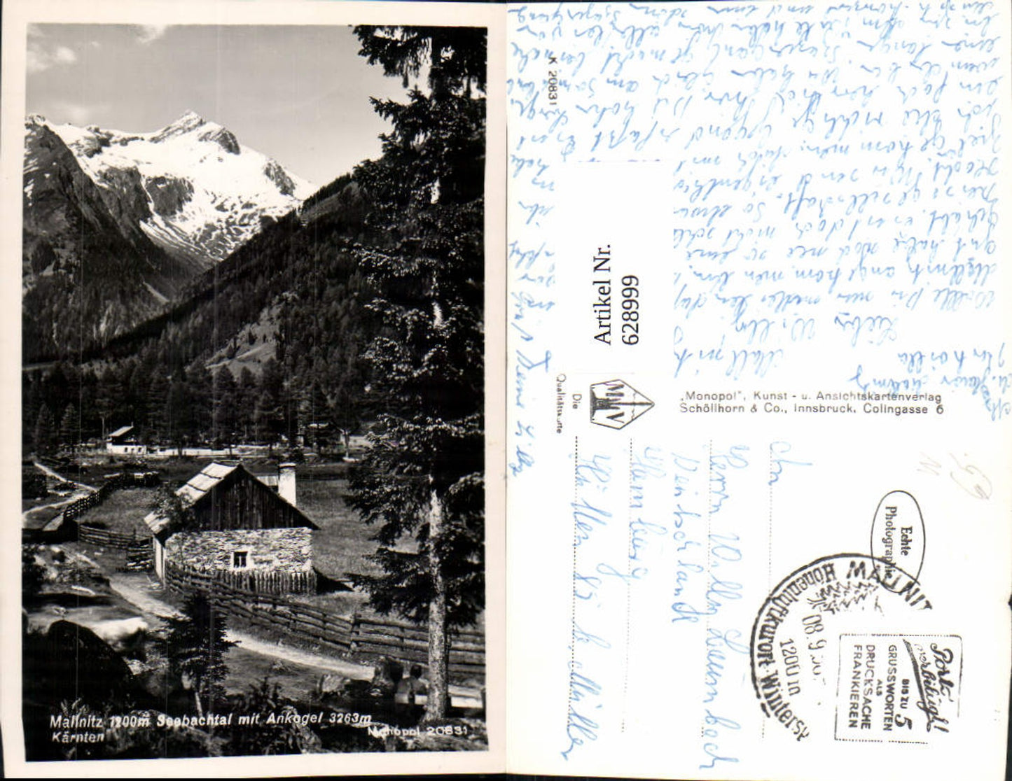628999,Foto Ak Mallnitz Seebachtal m. Ankogel