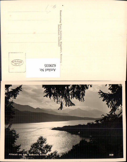 629035,Foto Ak Millstatt a. See Sinkende Sonne