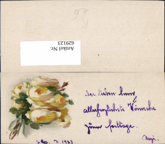 629123, Mini Artist Ak Yellow Roses Flowers